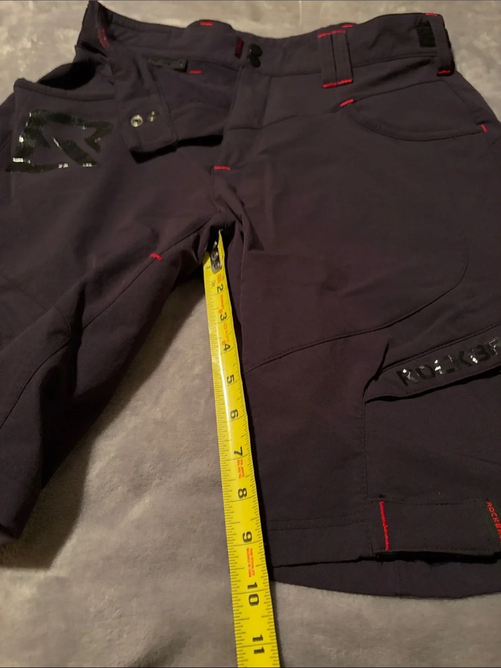 Rockers Men's Black Performance Cargo Shorts with Red Stitching